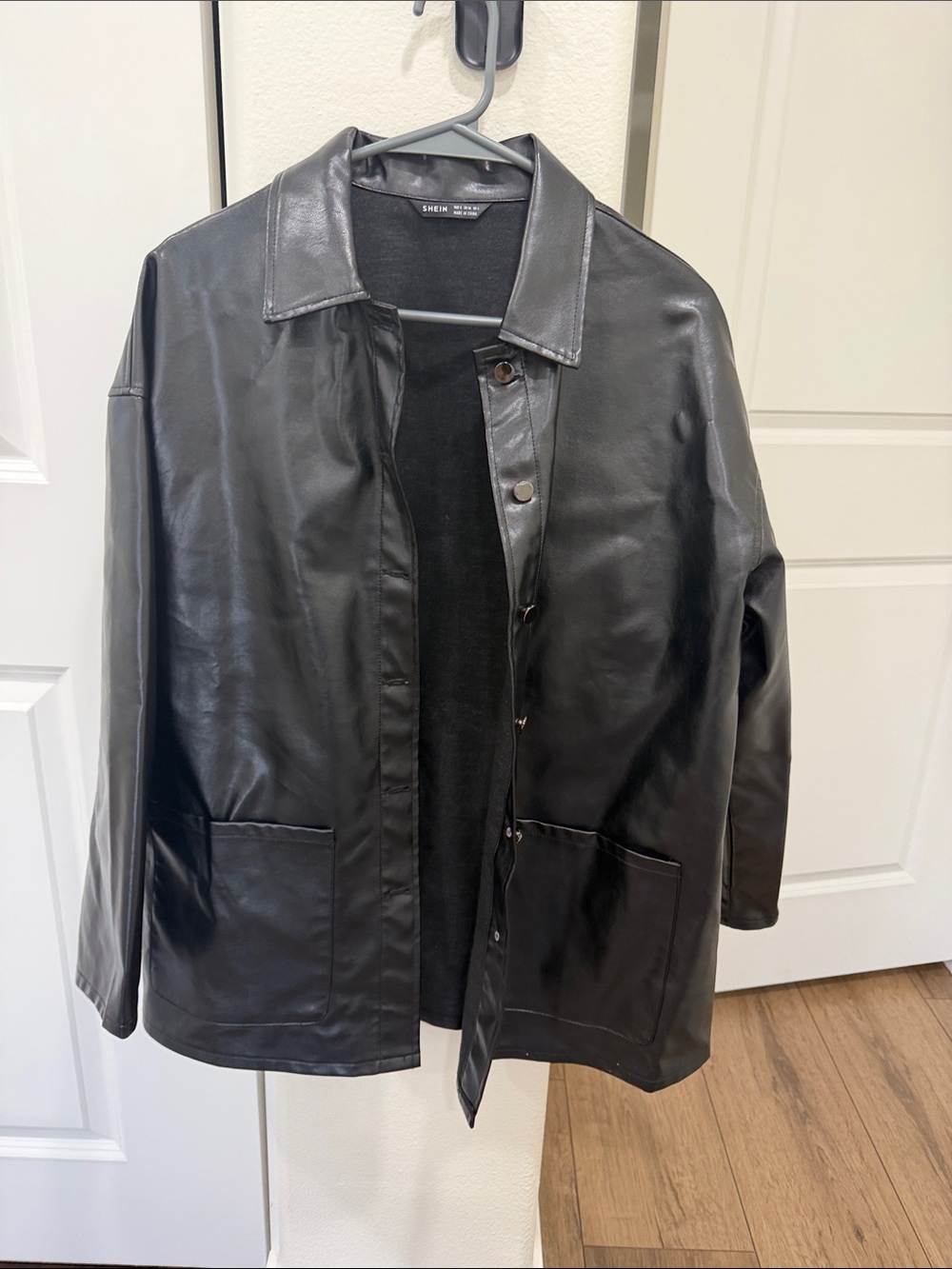 SHEIN Women Black Faux Leather Jacket